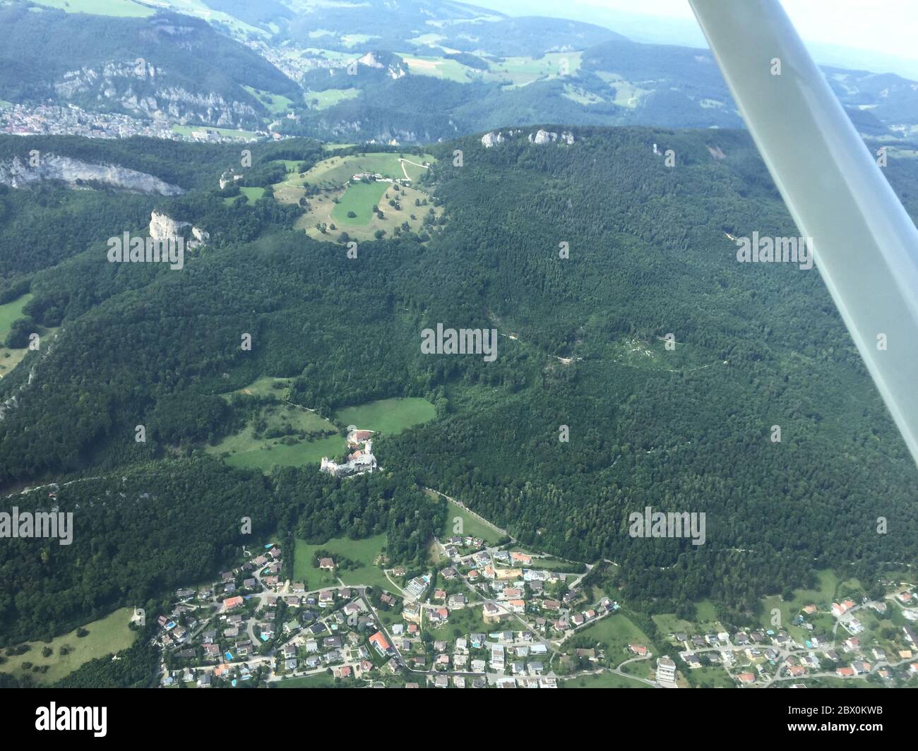 Switzerland cross country flight in a small airplane Stock Photo