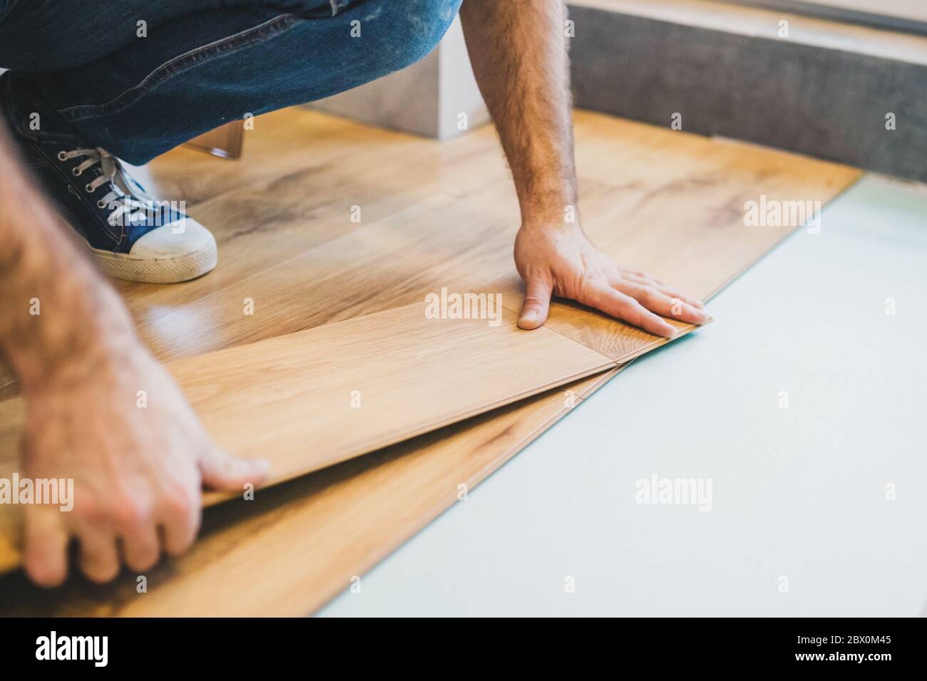 Flooring technology laying of a floating laminate floor ecofriendly finishing material