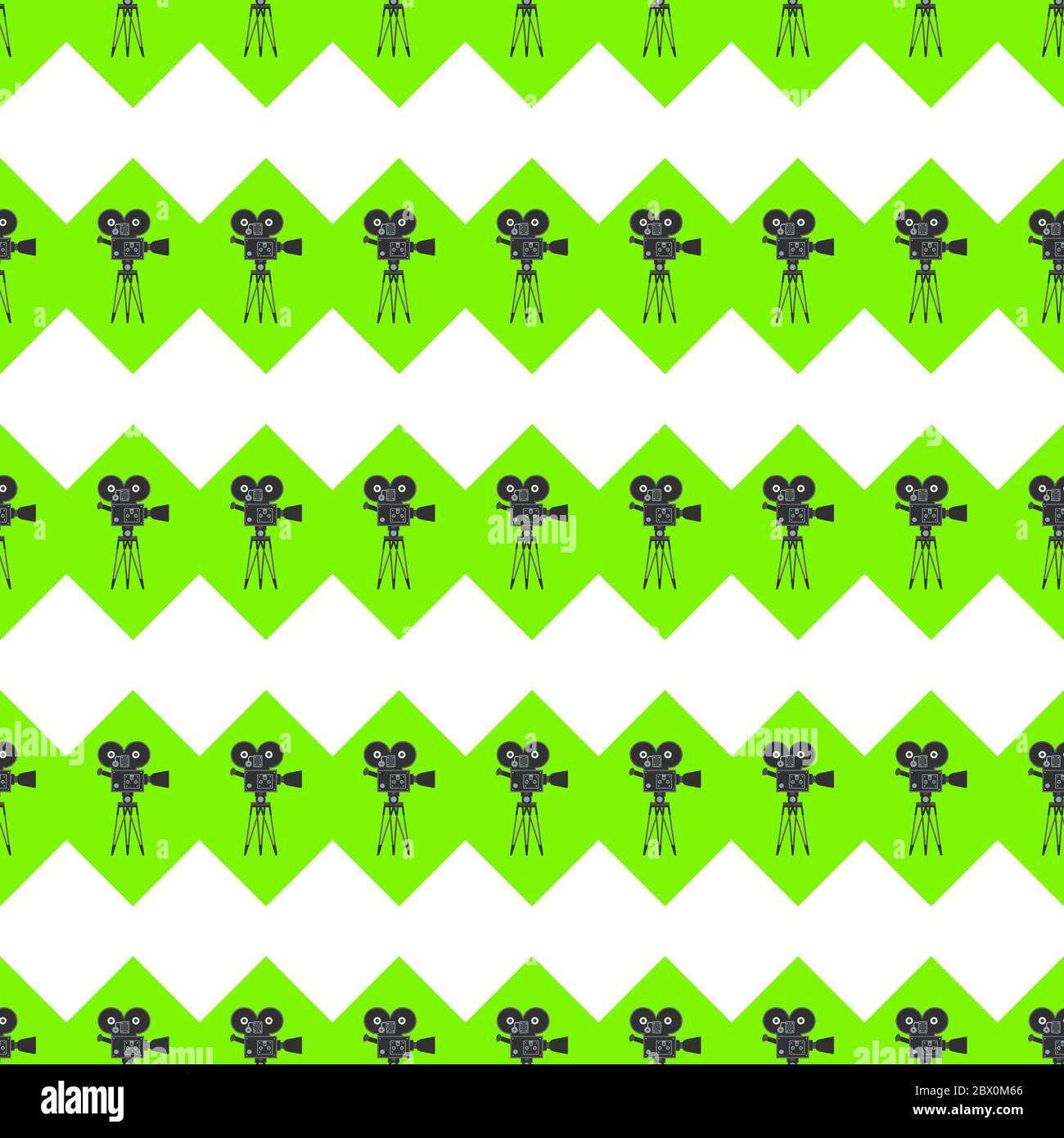 Cinema seamless pattern. Wallpaper with movie camera and clapboard ...