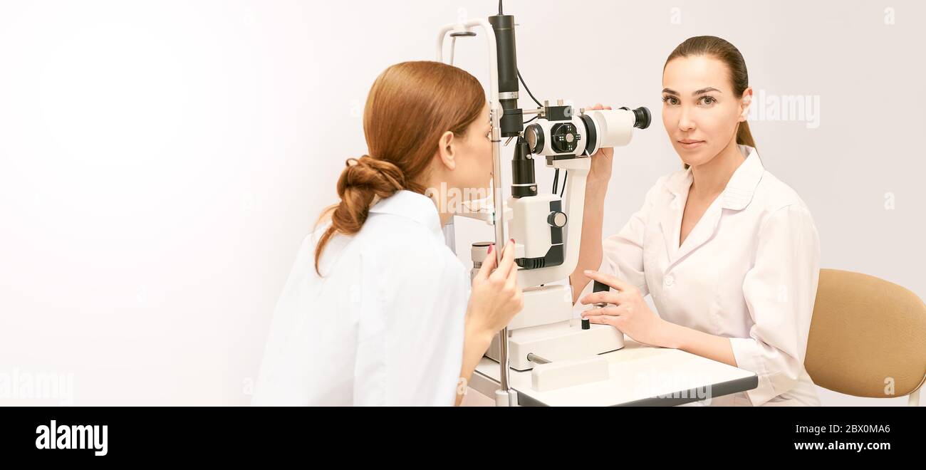 Eye ophthalmologist exam. Eyesight recovery. Astigmatism check concept ...
