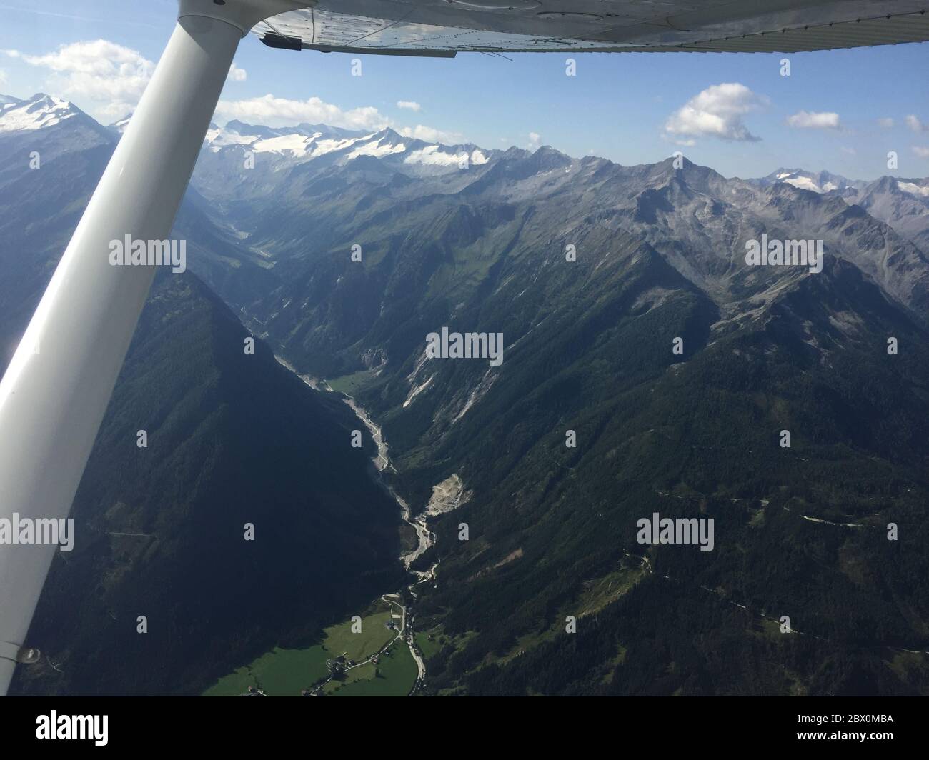 Austrians wonderful mountain scenery seen from a small plane 2017 Stock Photo