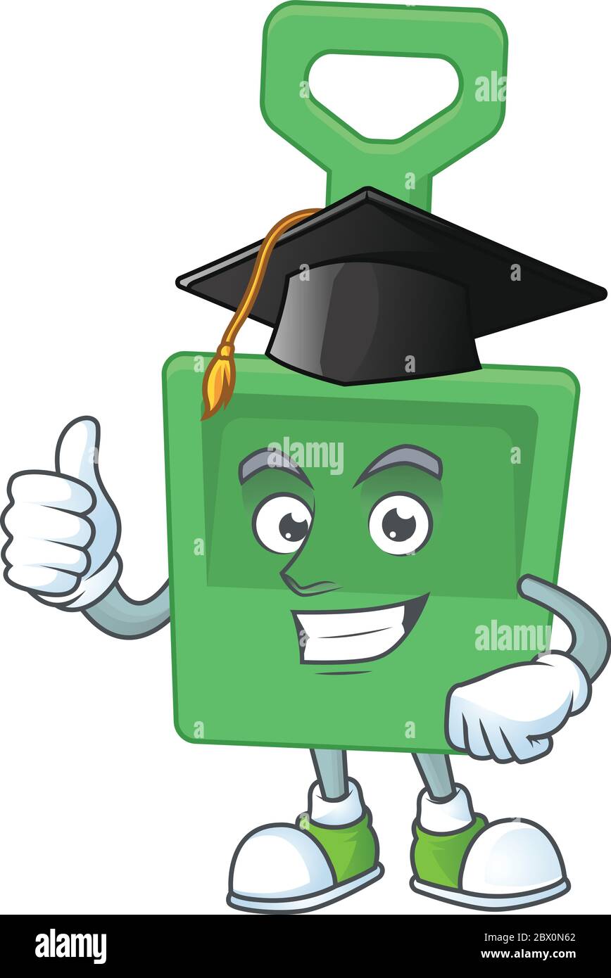 Happy face Mascot design concept of green sand bucket wearing a