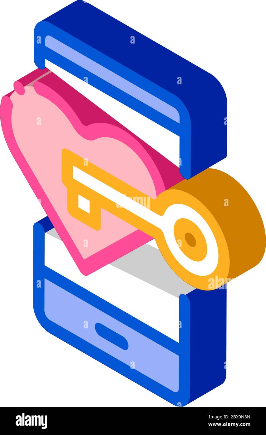 Key to Heart isometric icon vector illustration Stock Vector Image ...