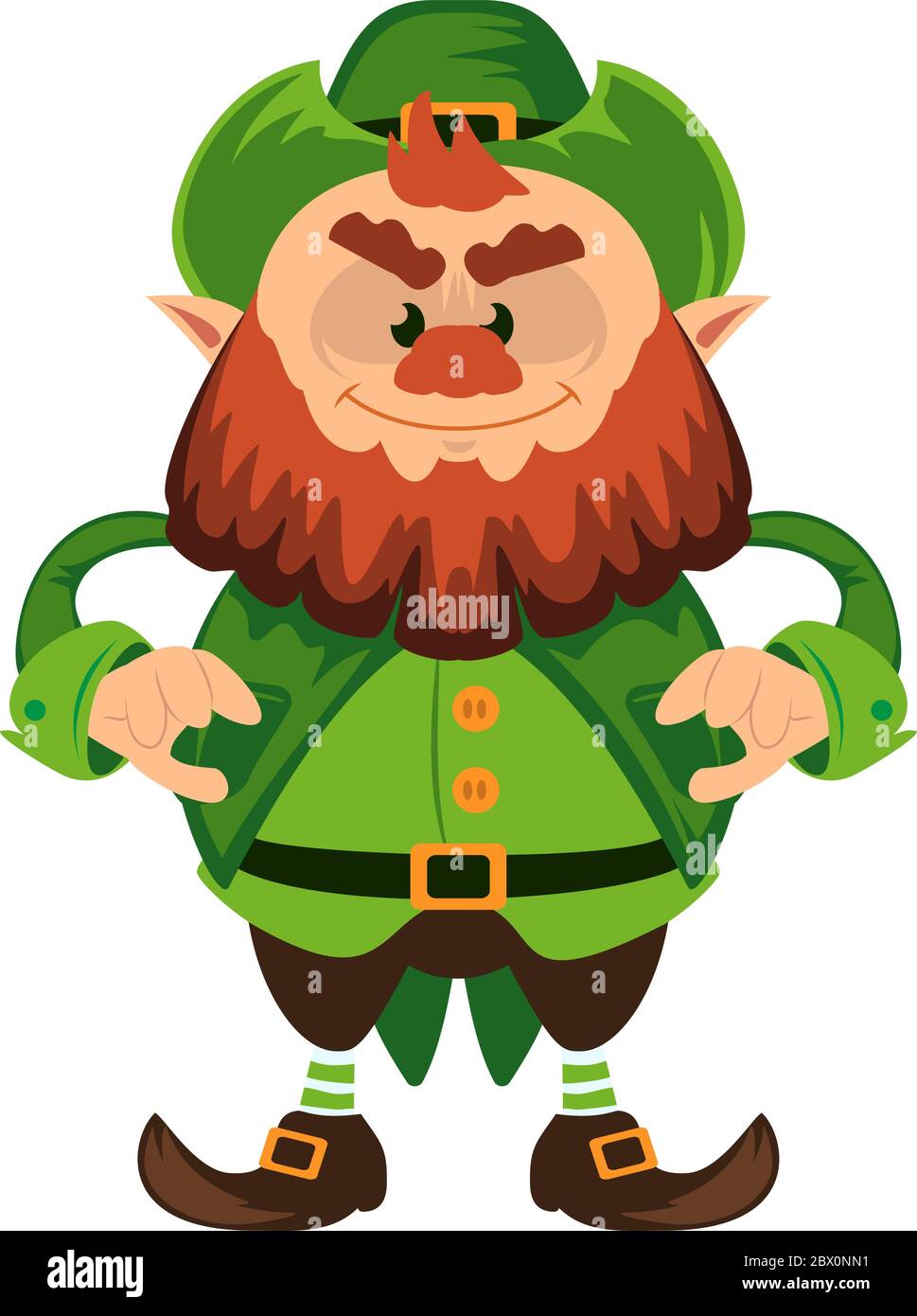 Leprechaun cartoon character or angry green dwarf vector illustration