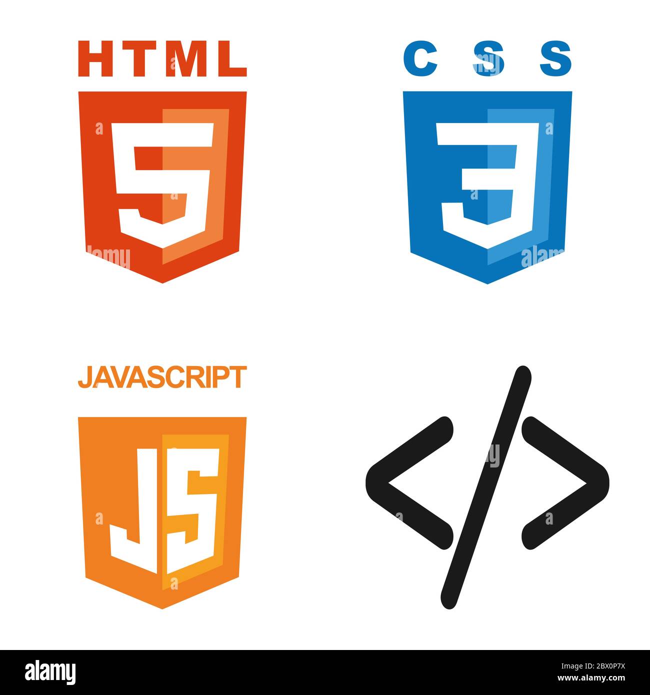 Vector icons of the three components of web development. HTML20 ...