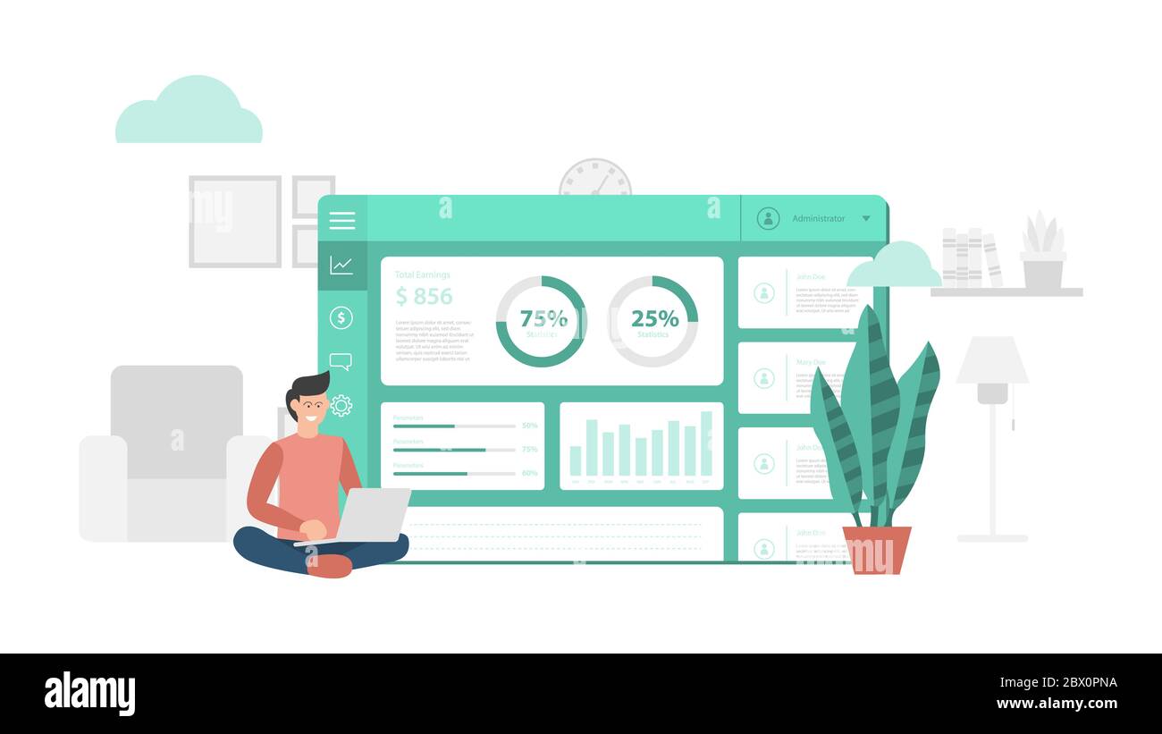 website dashboard application report with modern flat style and minimalist  green color theme vector Stock Photo - Alamy