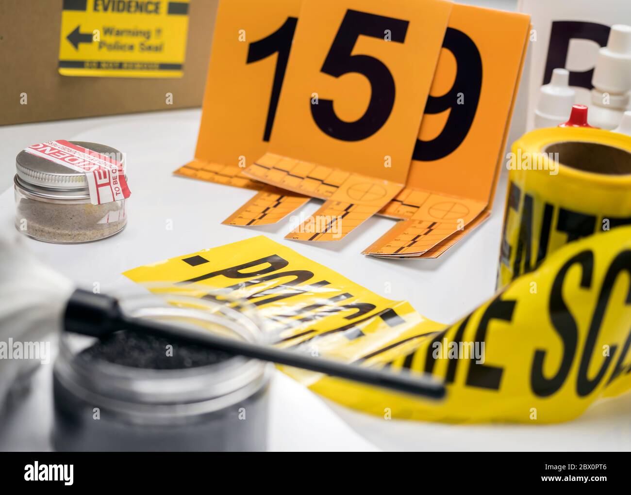 Various laboratory tests forensic equipment, conceptual image Stock Photo