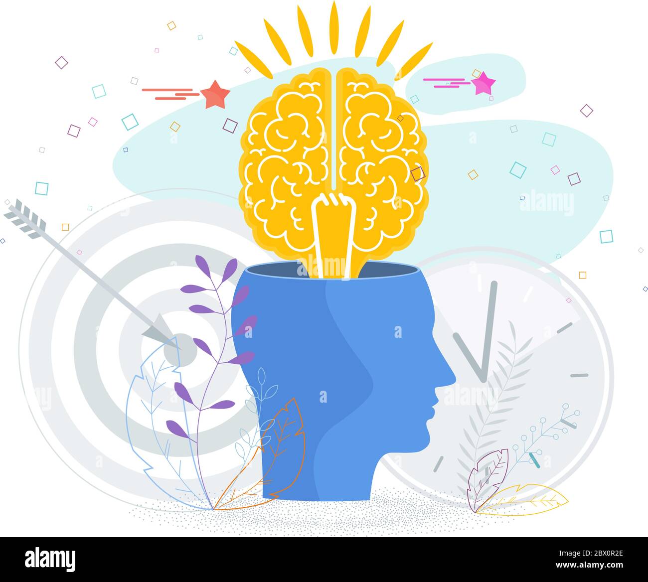 Brain is like a tree growing in a human head. Stock Vector