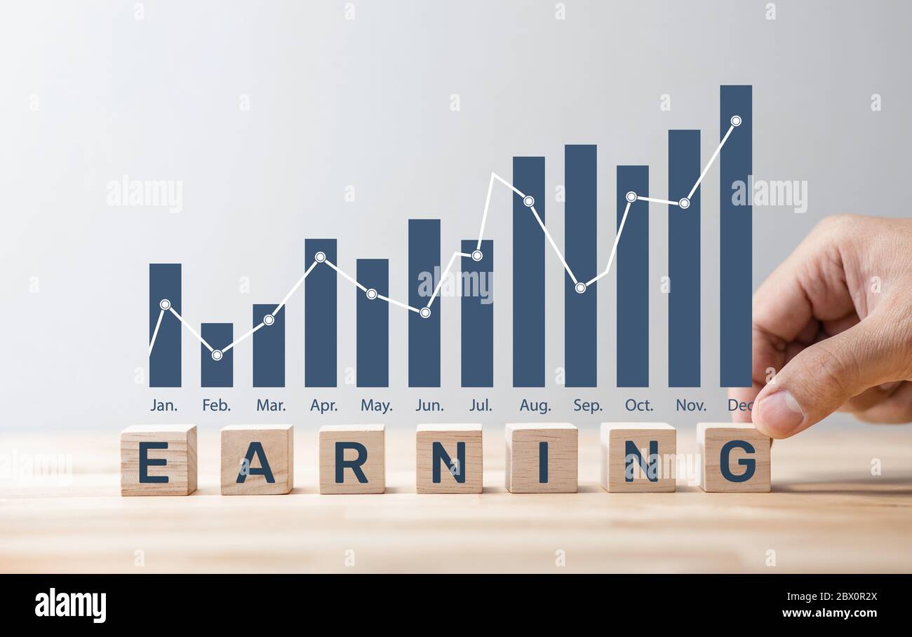 Business earning profit with graph chart.financial growing.investor making money.vision to success concepts. Stock Photo