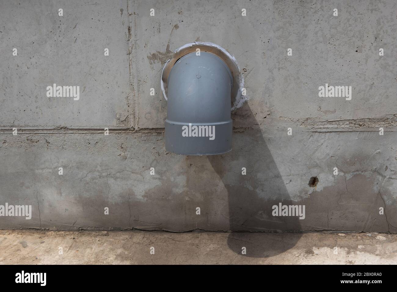 plastic pipe drains installed in concrete walls Stock Photo Alamy