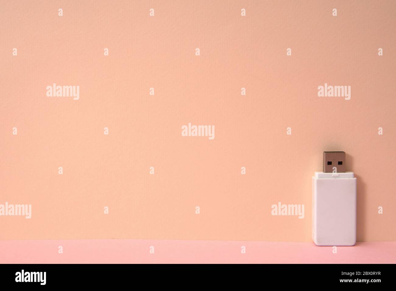 Pink color background and white USB memory storage Stock Photo - Alamy