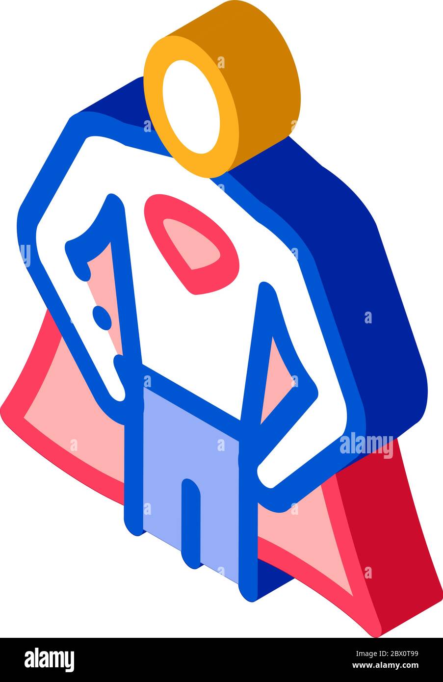 Superman Full Growth isometric icon vector illustration Stock Vector