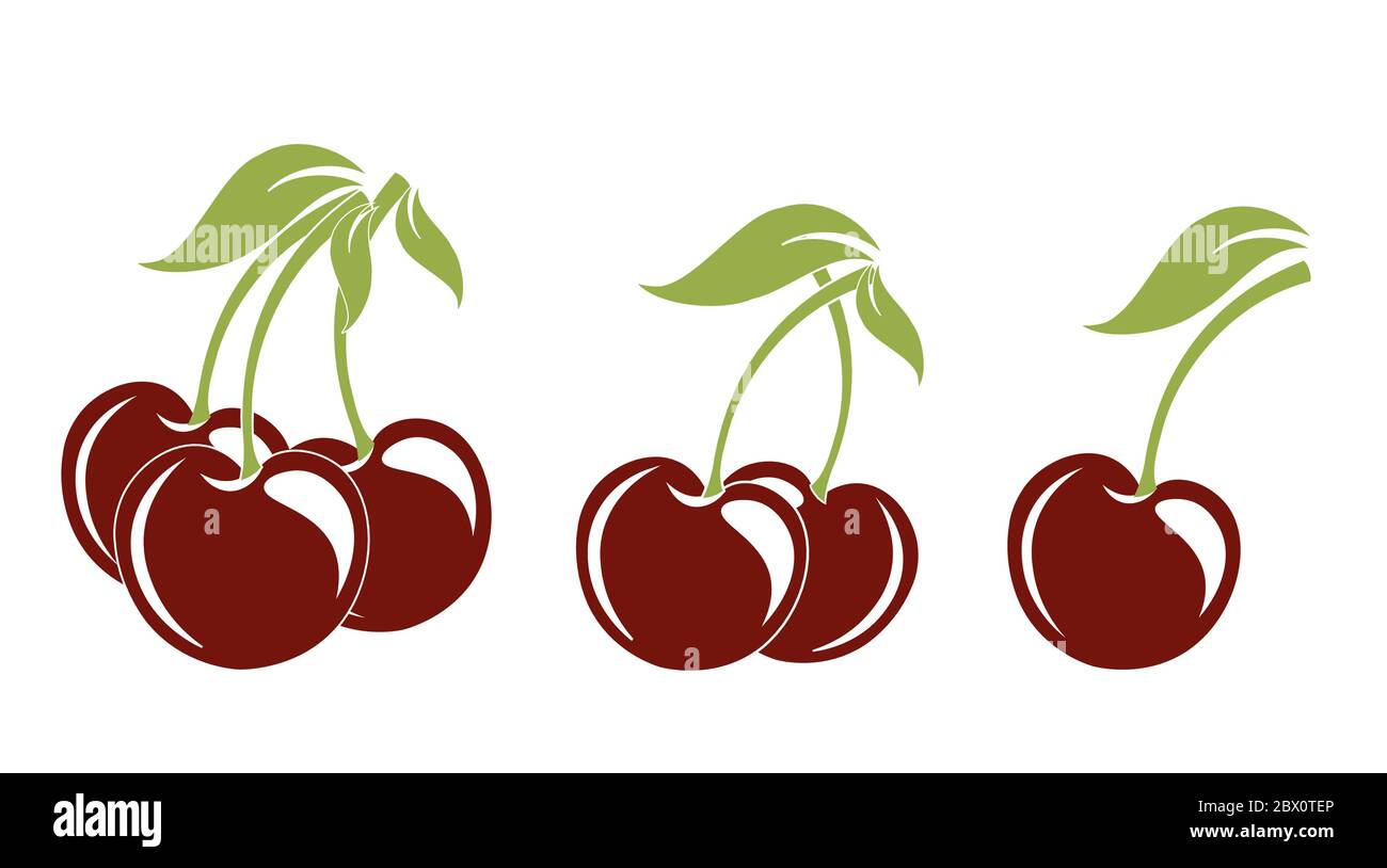 Red Cherry collection vector EPS drawing Stock Vector Image & Art Alamy