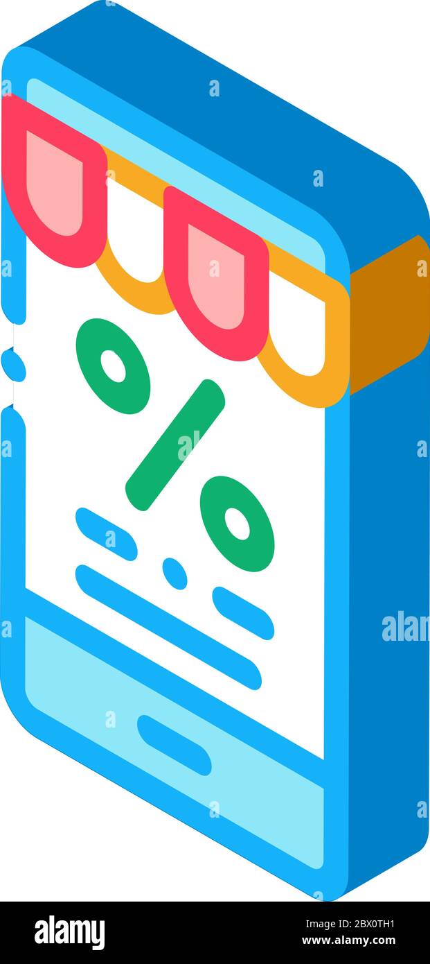 Phone Percent Message isometric icon vector illustration Stock Vector