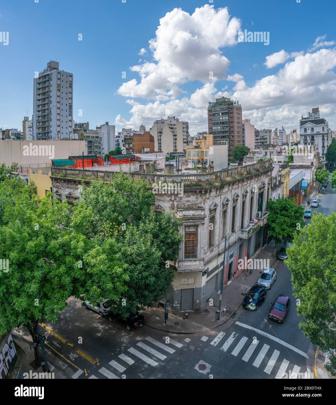 Buenos Aires, Argentina - January 19th 2019, View over the city seen from the corner of Chile street number 1507 Stock Photo