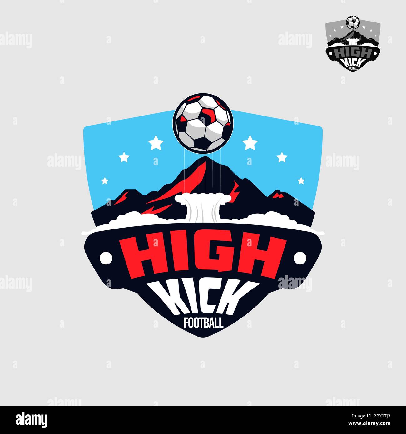 Football Soccer Team With Mountain Emblem Logo Design Sign Symbol Icon Stock Vector