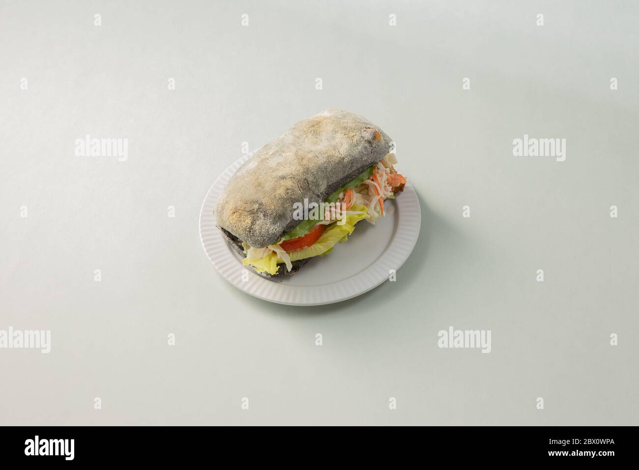 Ciabatta sandwich with squid ink Stock Photo