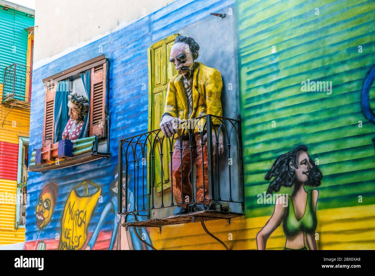 Life-size Human Dolls Looking into Street in La Boca, Buenos Aires,  Argentina Editorial Stock Image - Image of balcony, plata: 201192689