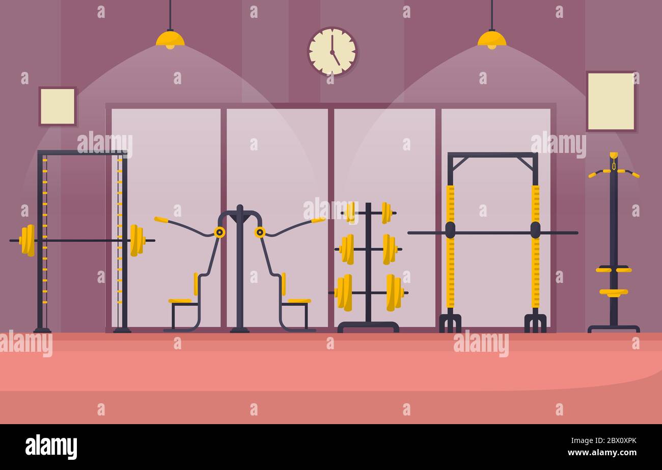 Gym Center Interior Sport Club Fitness Weight Bodybuilding Equipment