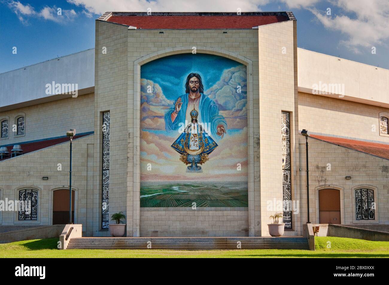 Mural at Basilica of Our Lady of San Juan del Valle National Shrine in San Juan, Rio Grande Valley, Texas, USA Stock Photo