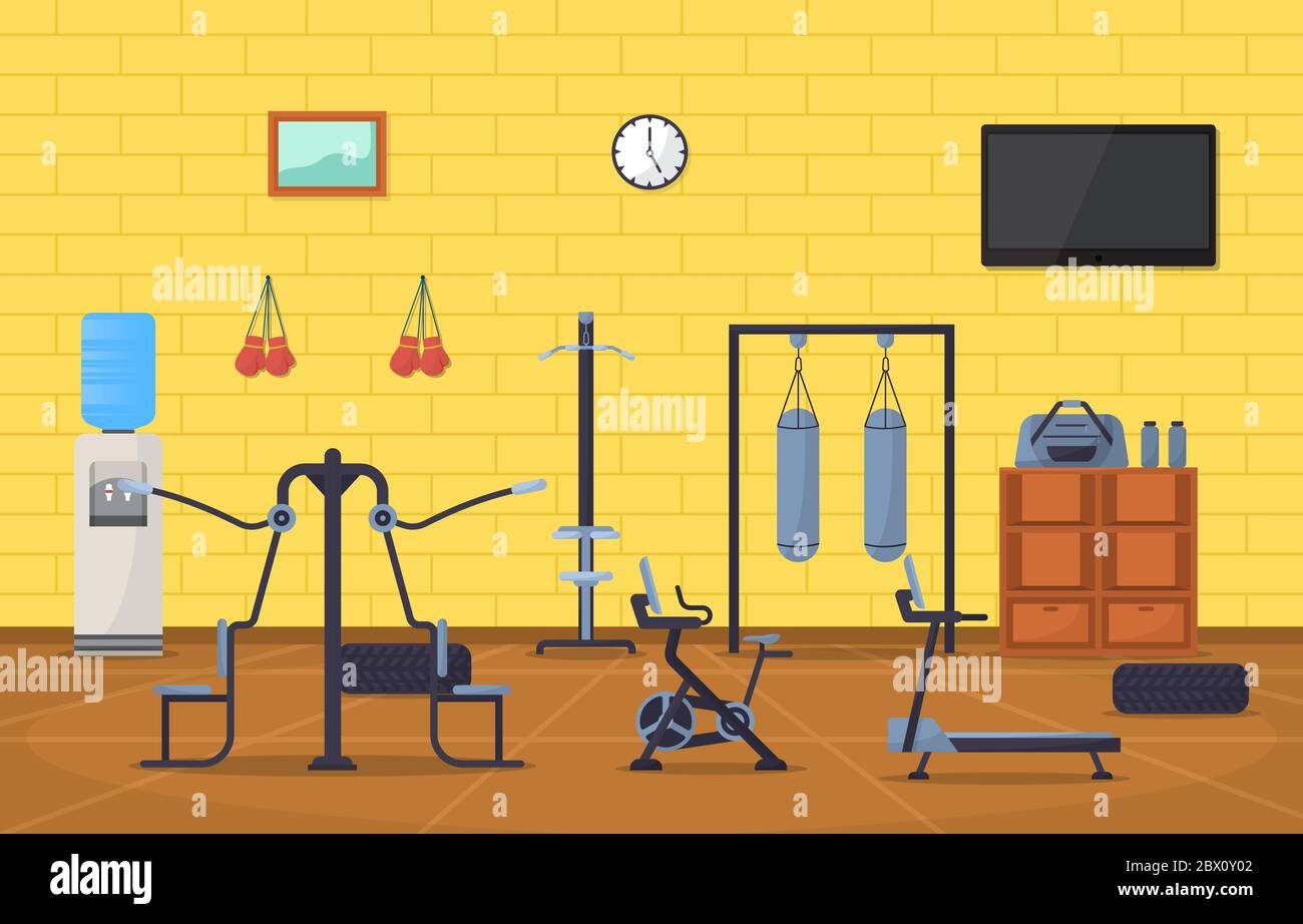 Gym Center Interior Sport Club Fitness Weight Bodybuilding Equipment
