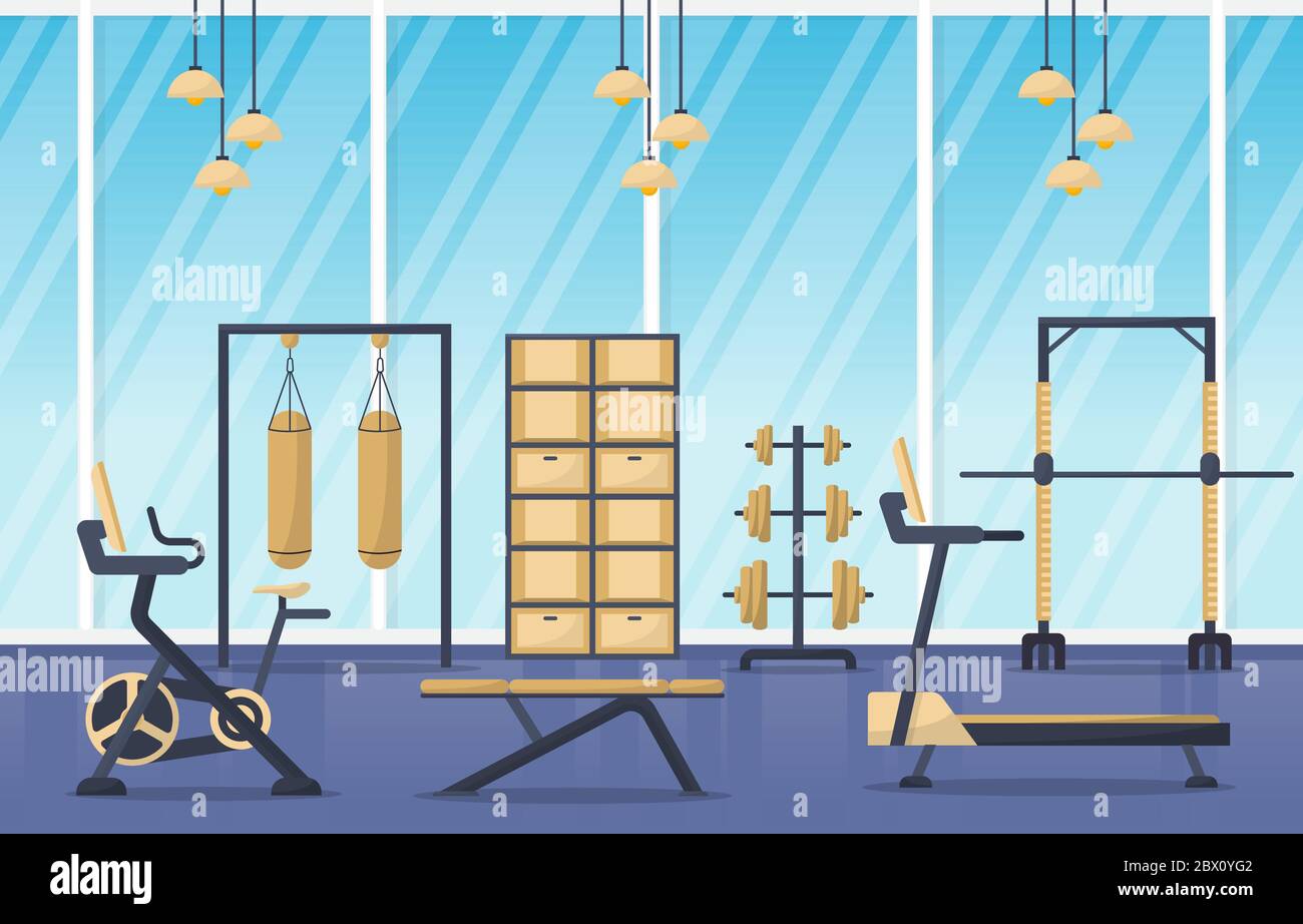 Gym Center Interior Sport Club Fitness Weight Bodybuilding Equipment