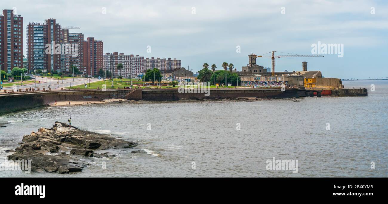 The Rambla Gran Bretana (Great Britain street) with on the edge the Cubo Del Sur (South Hub), Montevideo, Uruguay, January 26th 2019 Stock Photo