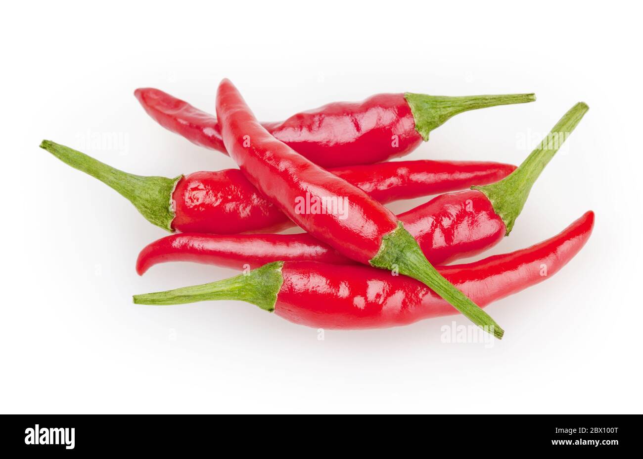 Red cayenne peppers isolated on white background with clipping path Stock Photo