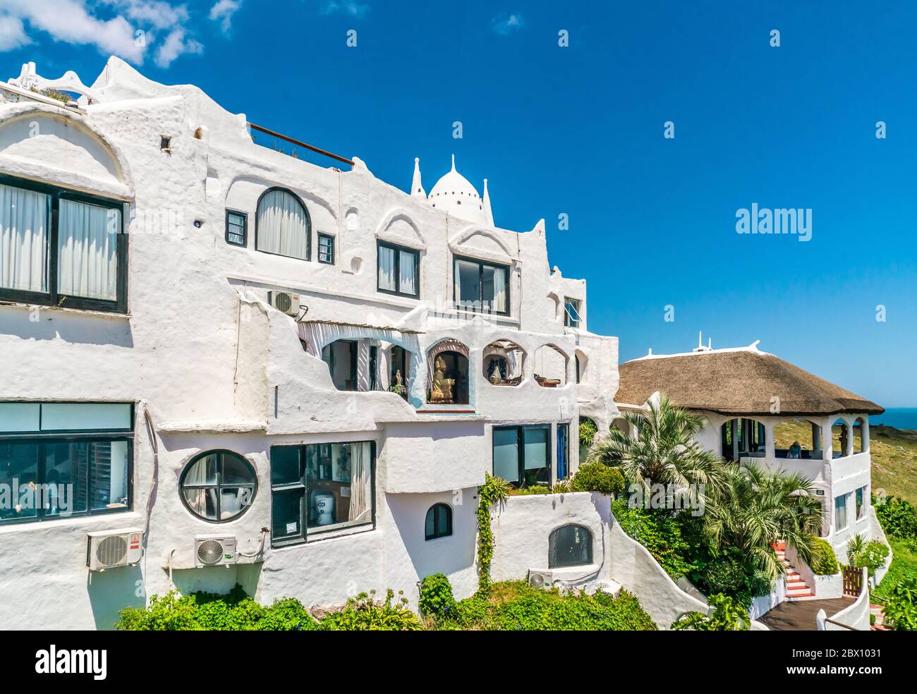 The famous Casapueblo, the Whitewashed cement and stucco buildings near the town of Punta Del Este, Uruguay, January 28th 2019 Stock Photo