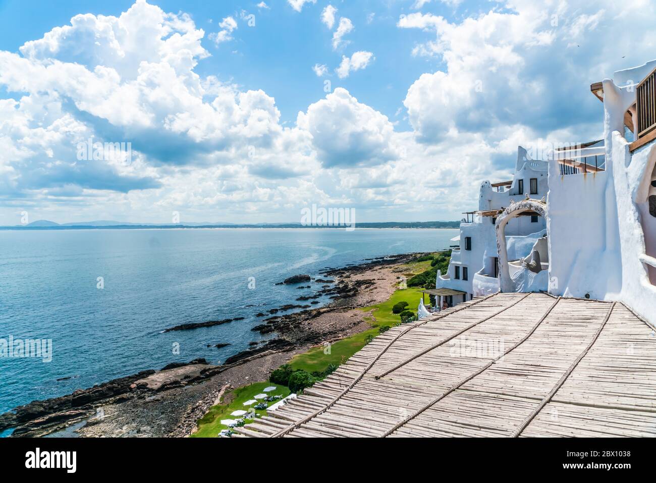View from the famous Casapueblo, the Whitewashed cement and stucco buildings near the town of Punta Del Este, Uruguay, January 28th 2019 Stock Photo