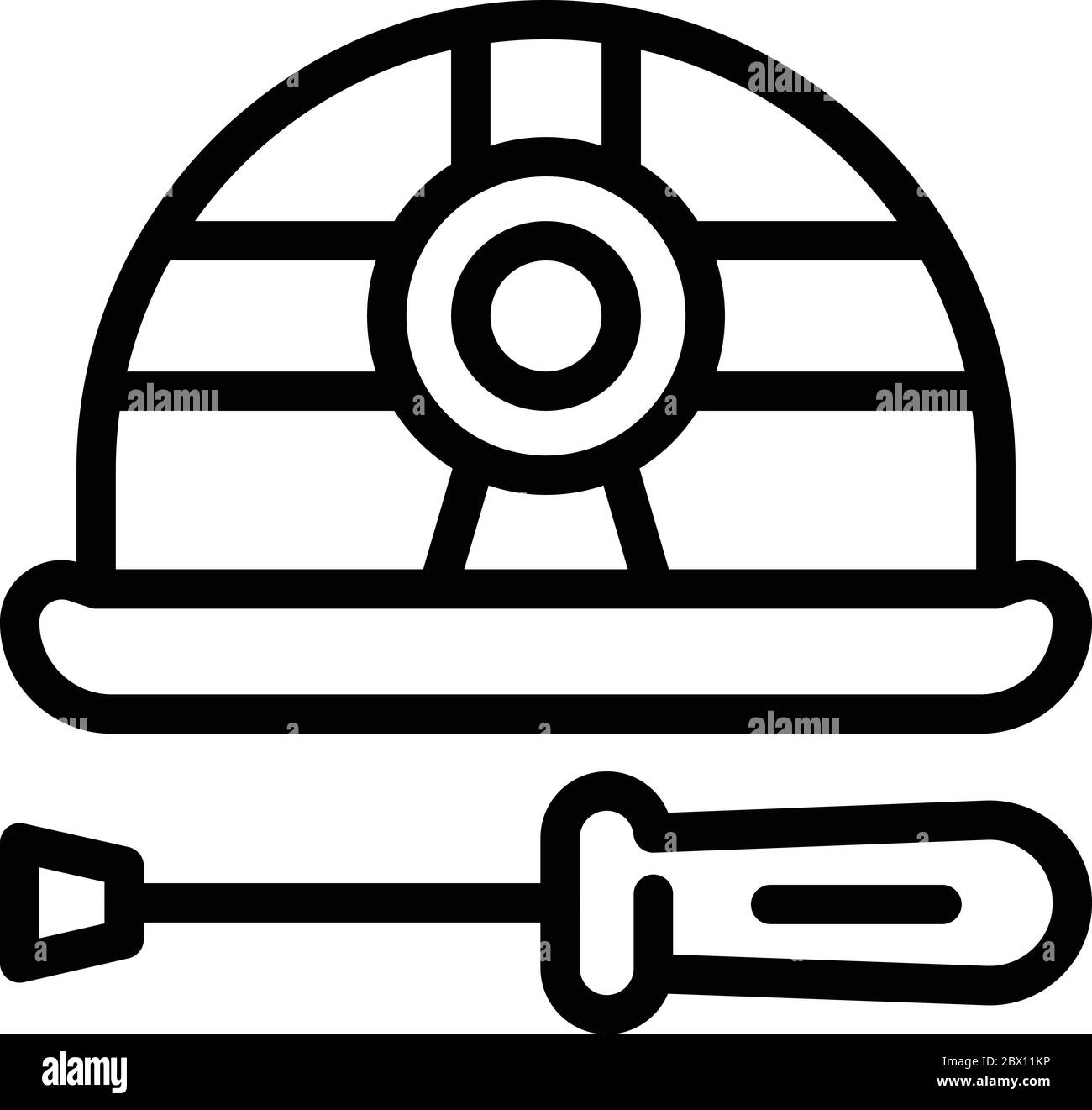Communications engineer helmet screwdriver icon, outline style Stock Vector