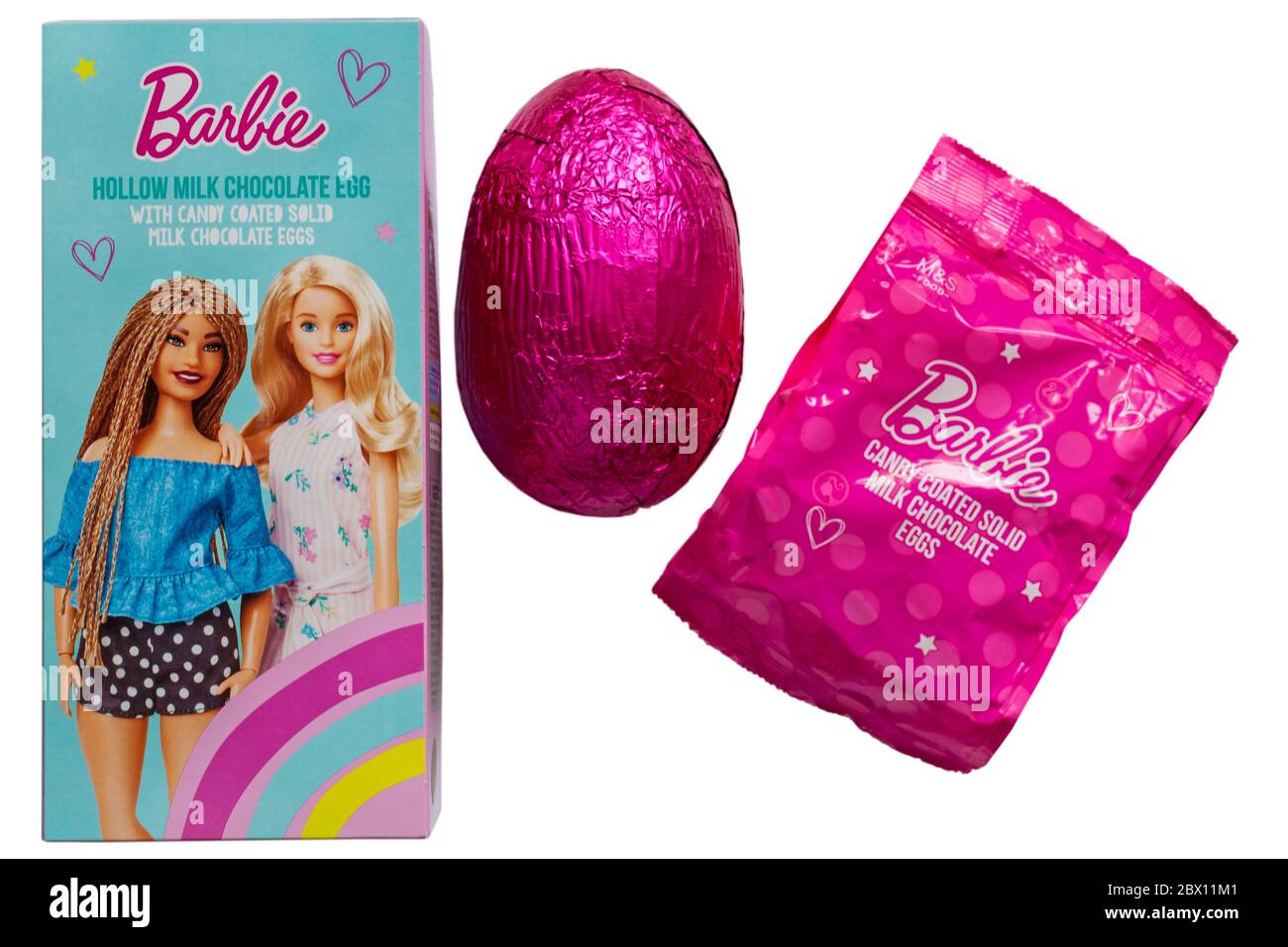 M&S Barbie hollow milk chocolate Easter egg with candy coated solid milk  chocolate eggs isolated on white background - Milk Chocolate Hollow Egg  Stock Photo - Alamy