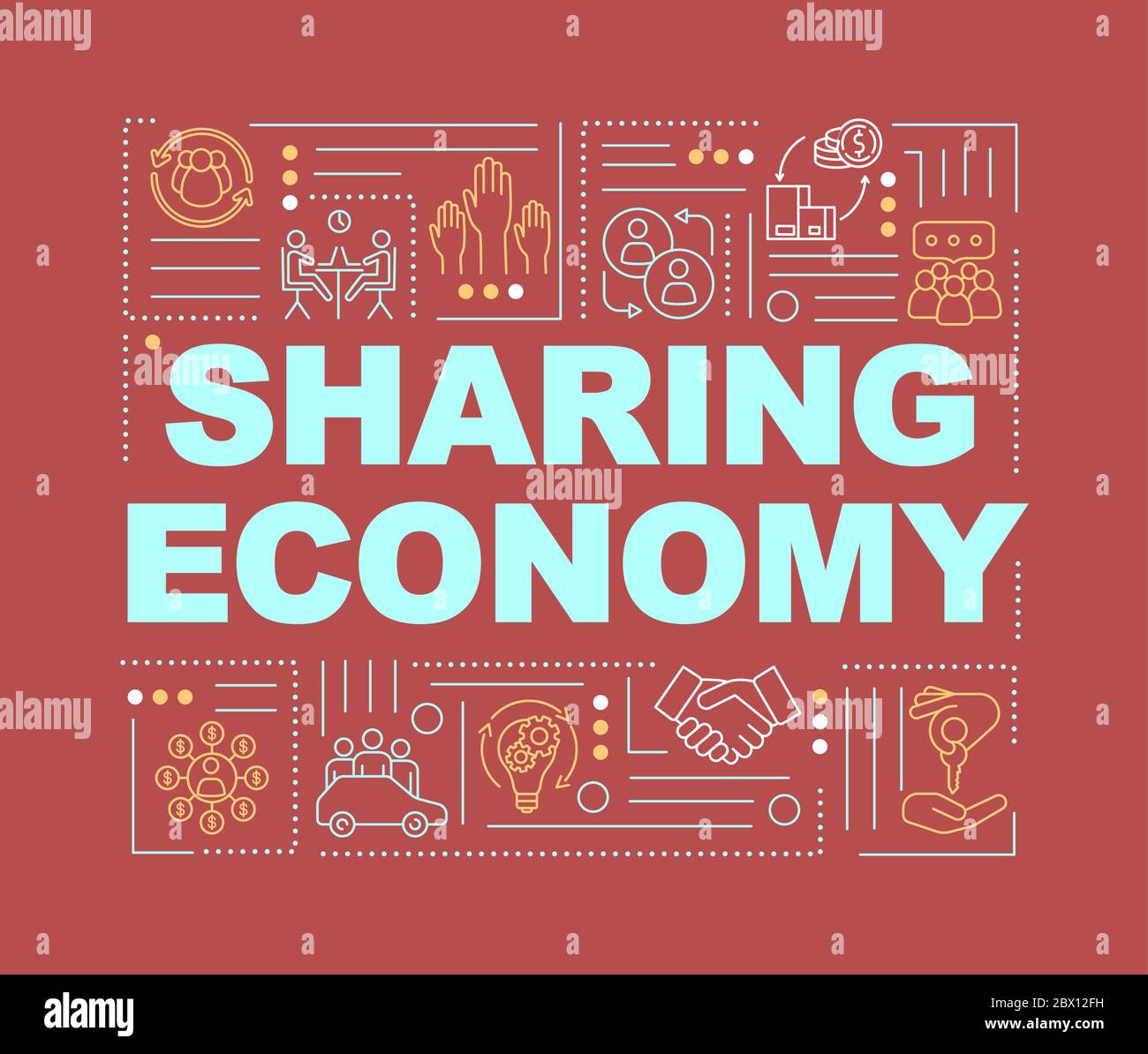 Sharing economy word concepts banner. Peer to peer business model ...