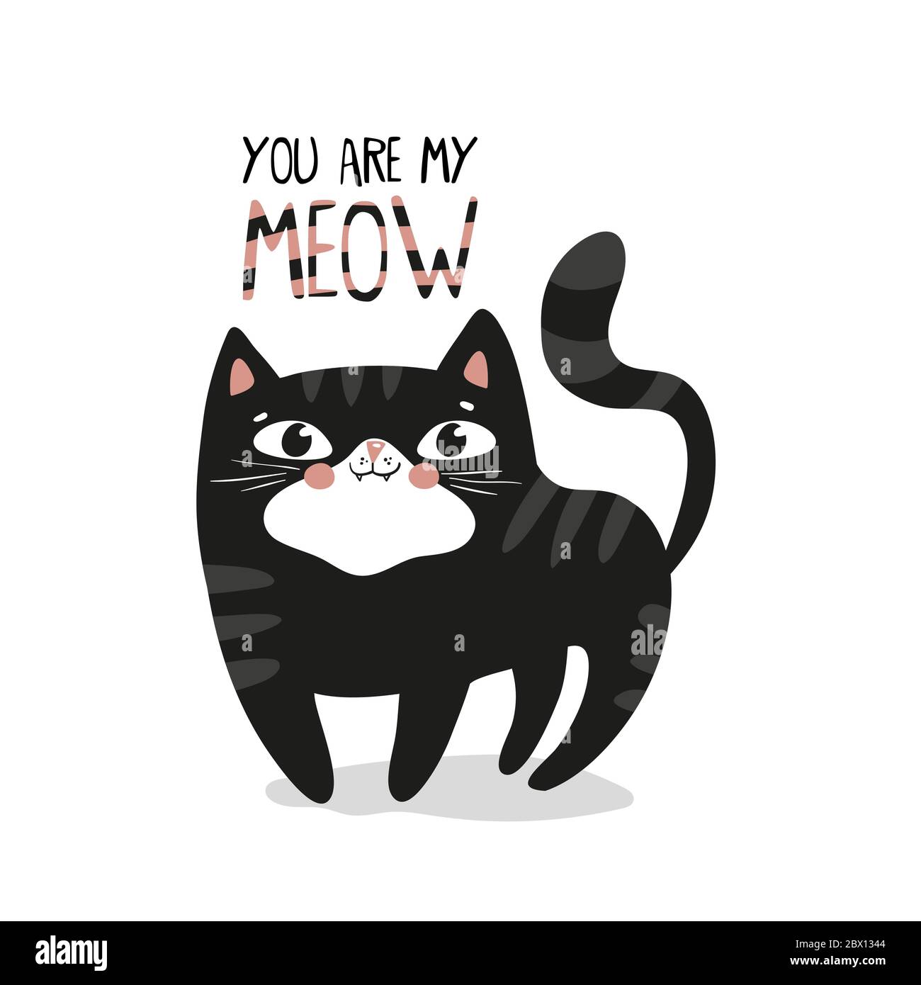 Black cat character design, kawaii style. Vector EPS 10. Stock Vector