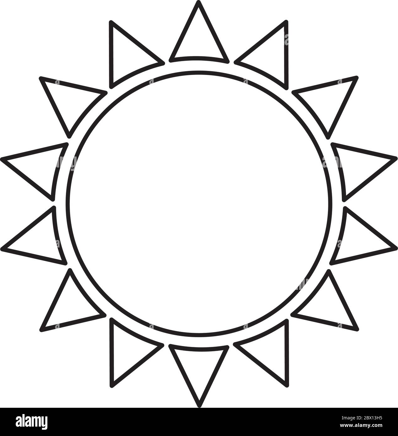Sun icon flat line illustration vector isolated on white background ...