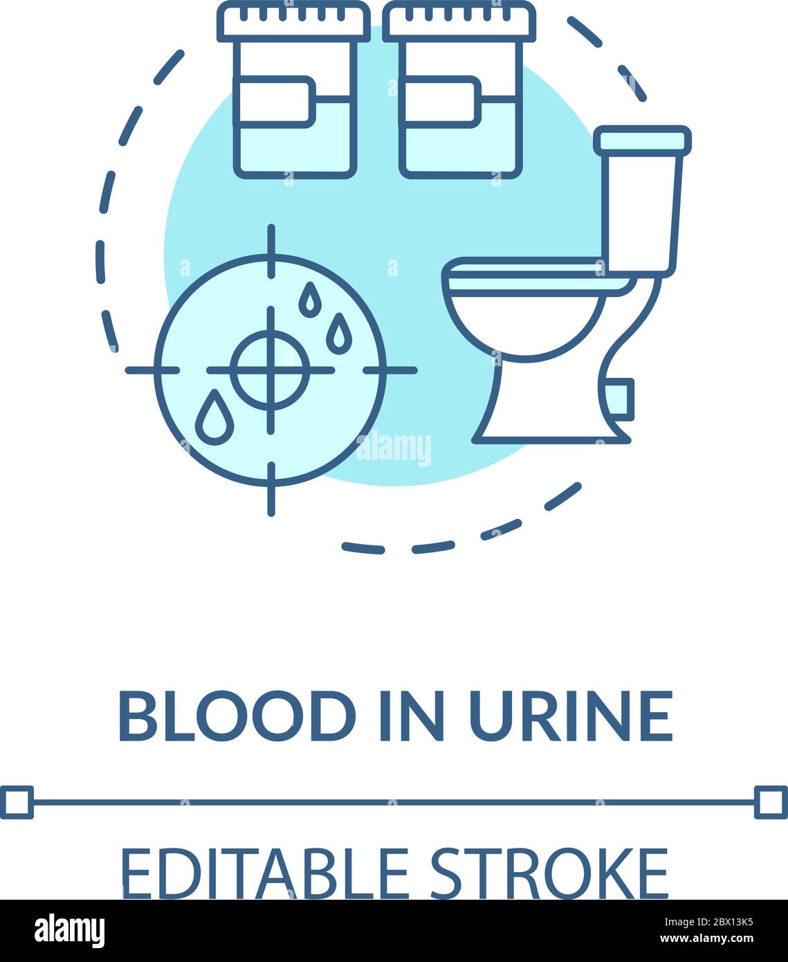 Blood in urine concept icon. Prostatitis symptom, male healthcare