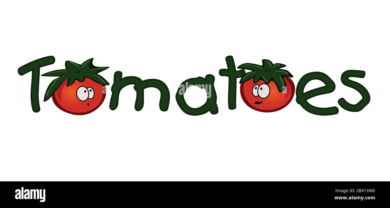 Tomatoes text sample, template inscription, isolated white background ...