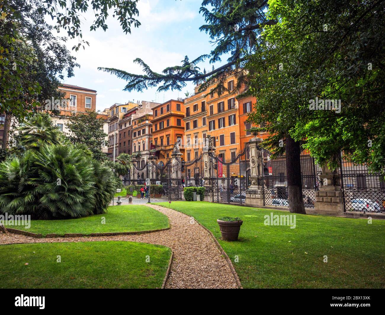 Front gardens of Palazzo Barberini that houses the Galleria Nazionale d'Arte Antica - Rome, Italy Stock Photo