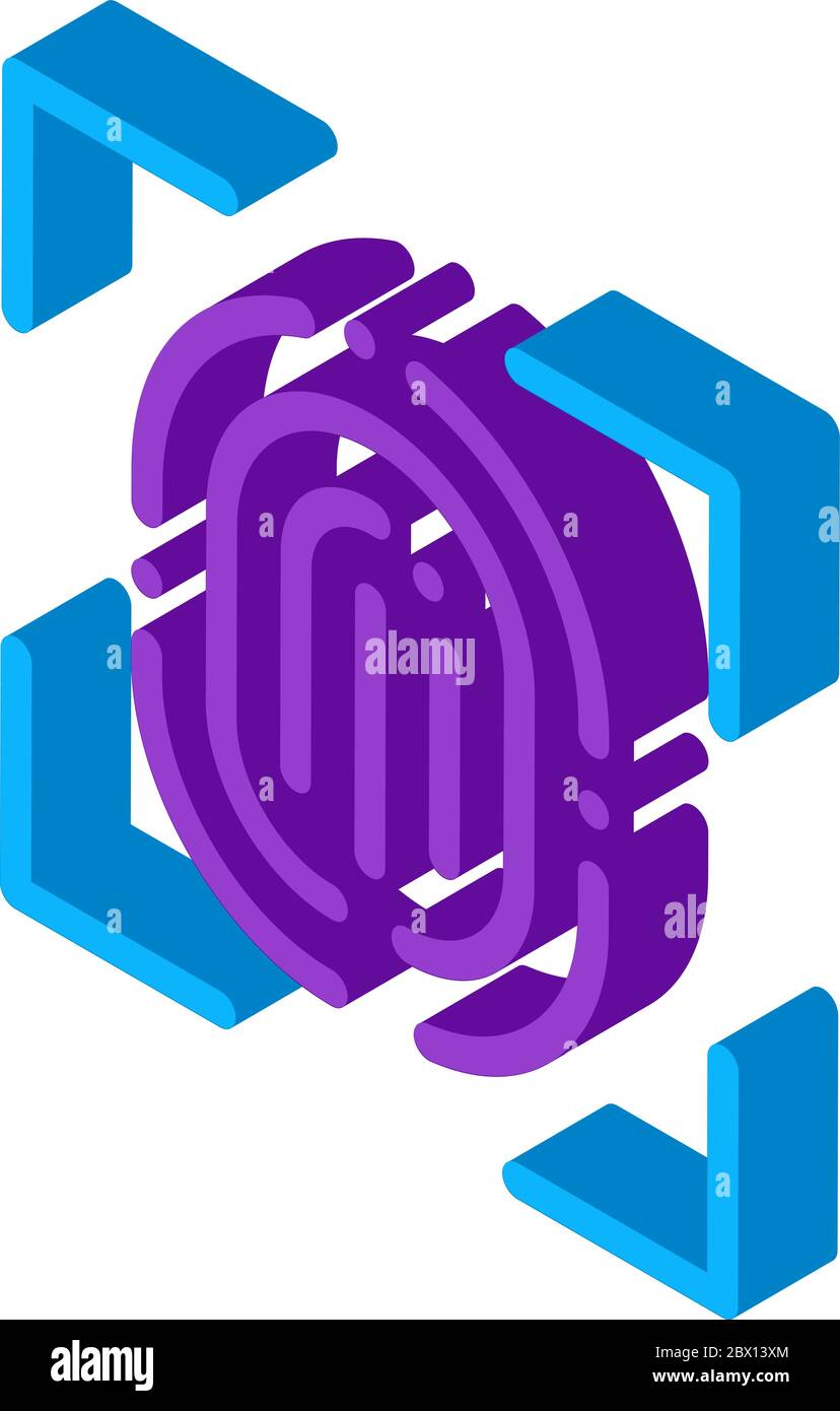Scan Fingerprint Close-up isometric icon vector illustration Stock Vector