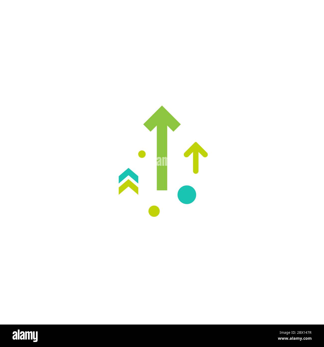 three green arrows up with dots on white background. Launch, upgraid ...