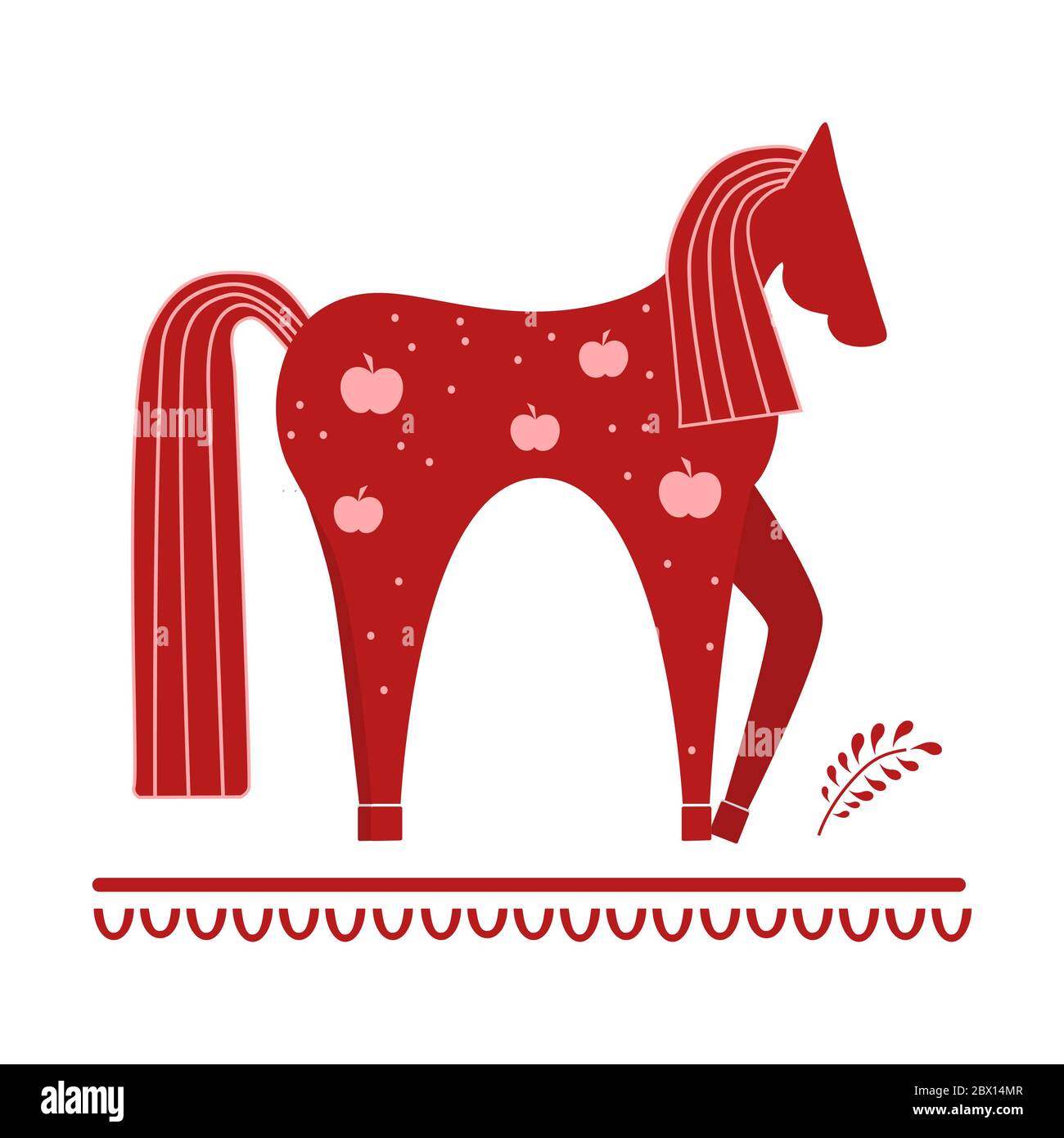 Folk art. Horse decorated in folk style with decorative elements