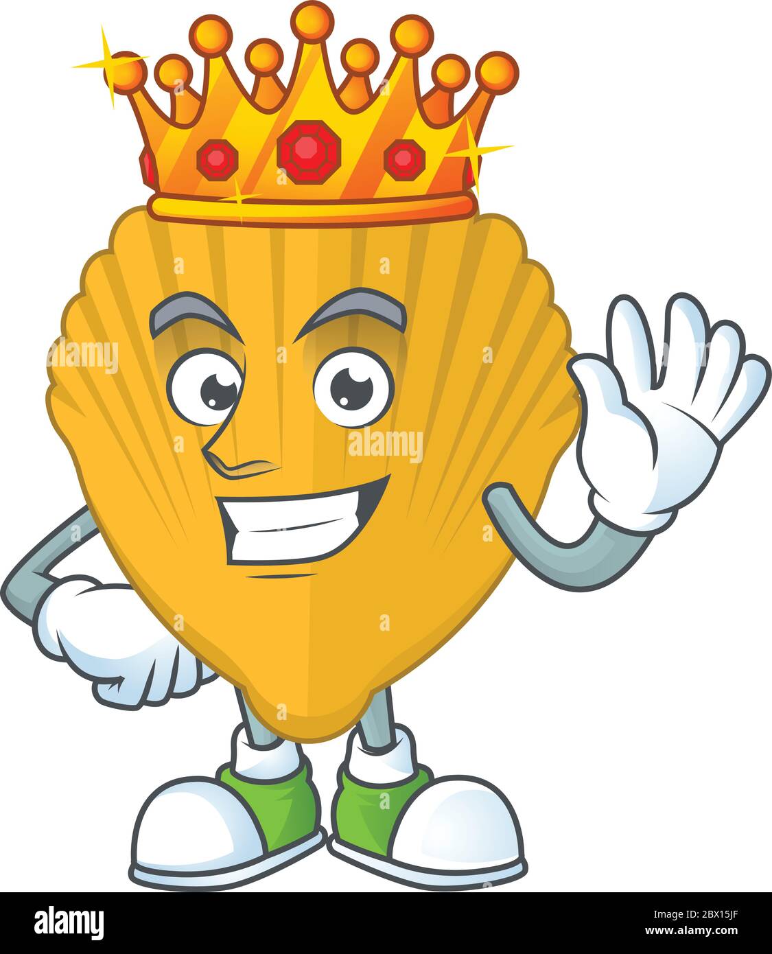 A charming King of yellow clamp cartoon character design with gold