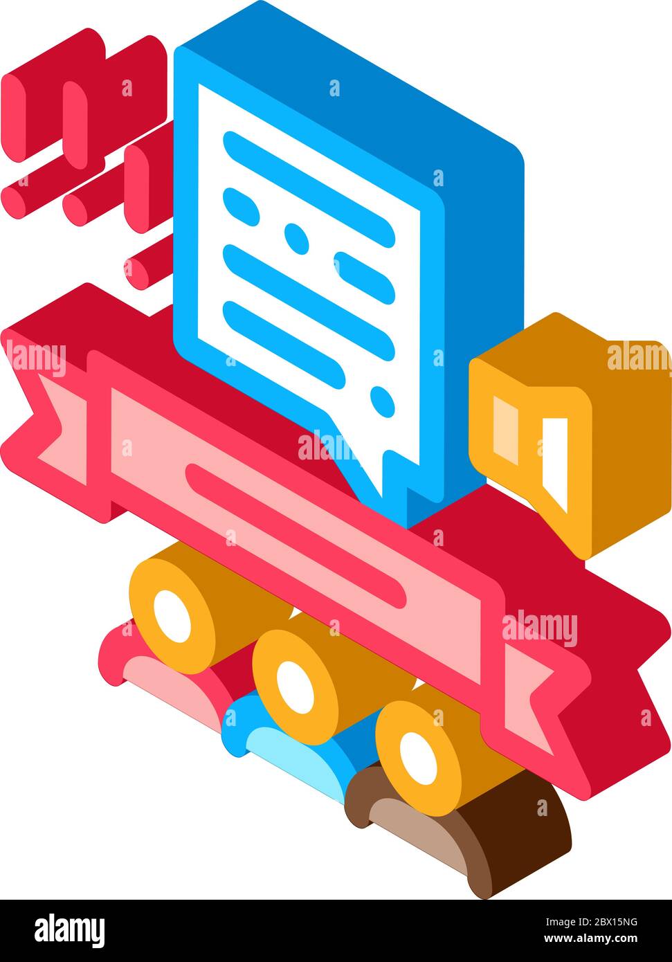 Student Graduates Announcement isometric icon vector illustration Stock Vector
