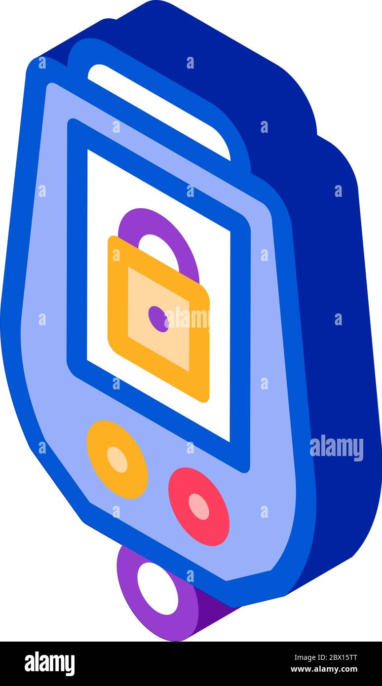 Secure Alarm Padlock isometric icon vector illustration Stock Vector