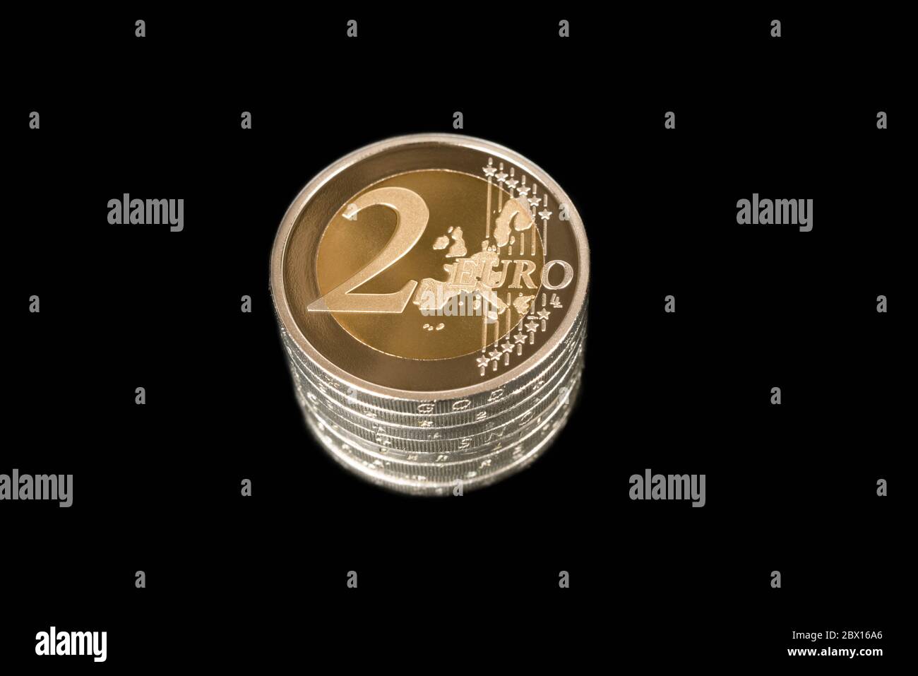 Stack of two euro coins hi-res stock photography and images - Alamy