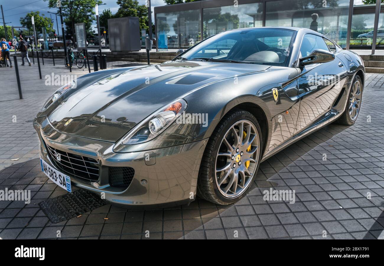Bordeaux, May 13 2018 - Ferrari 955 parked on the sidewalk of the Bordeaux riverside Stock Photo
