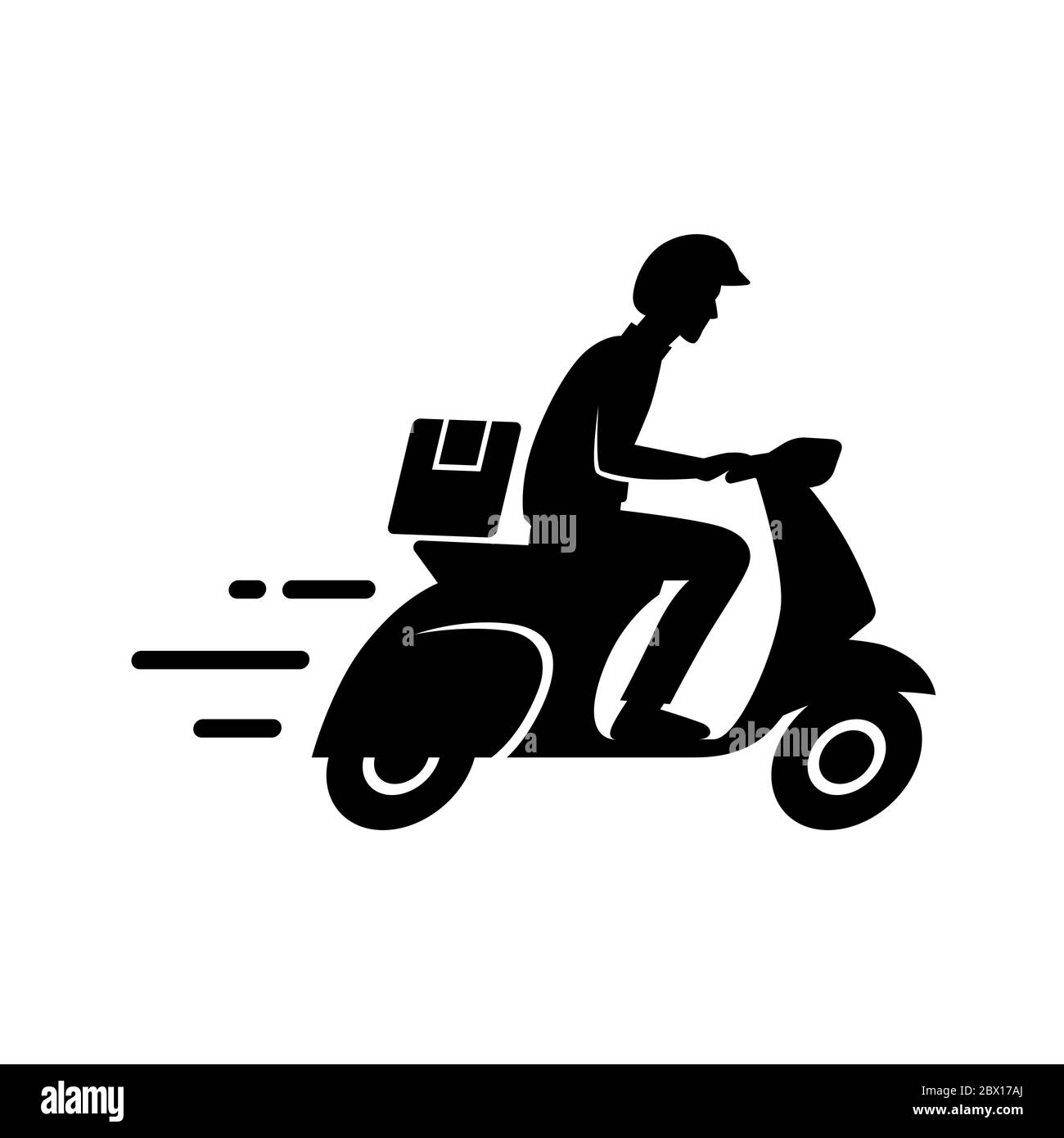 Express delivery concept. Delivery man riding scooter motorcycle service, order, worldwide