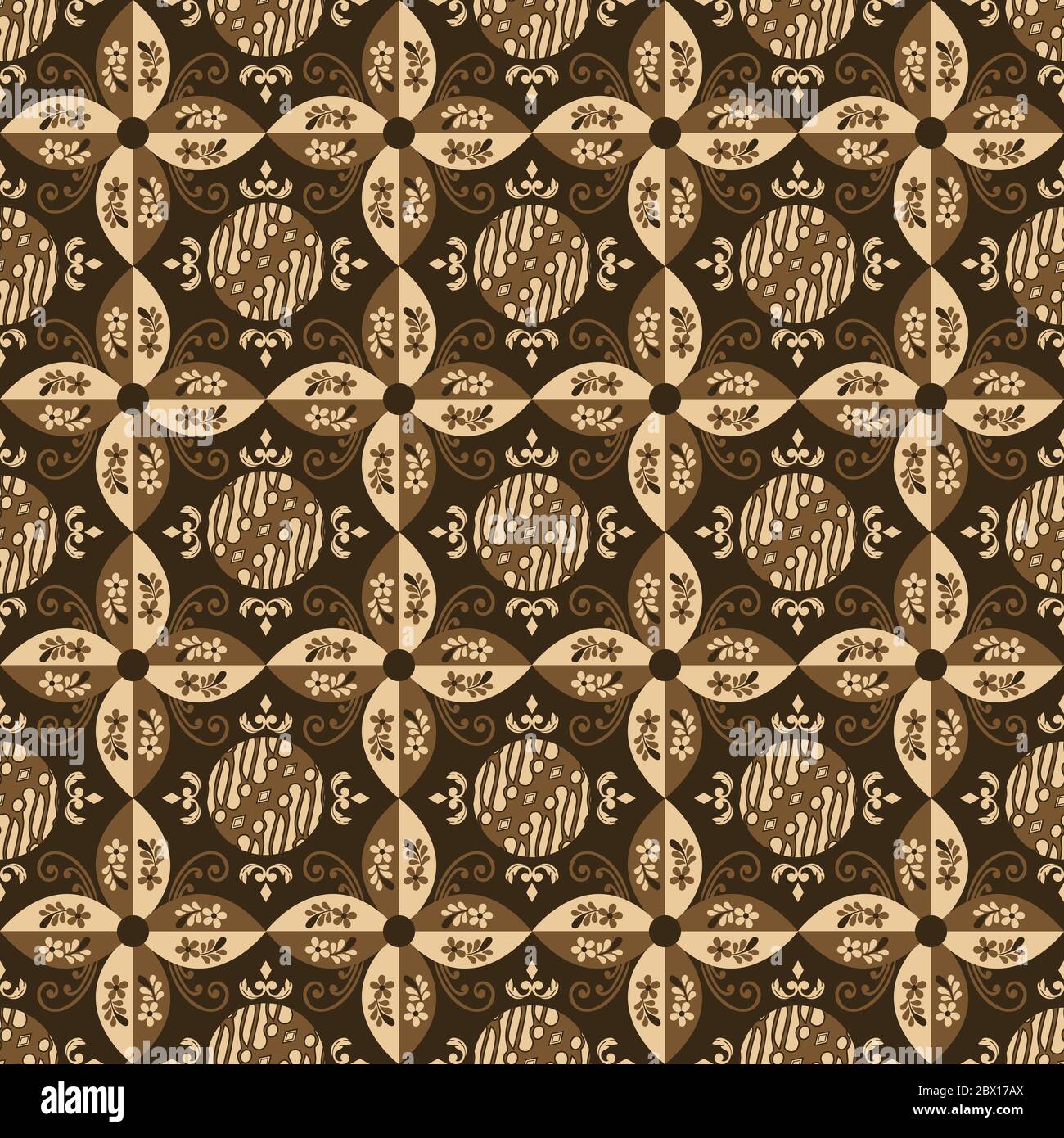 Unique flower motifs on Traditional Java batik with dark brown color ...