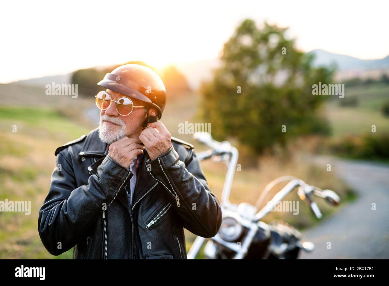 Old man helmet portrait hi-res stock photography and images - Alamy