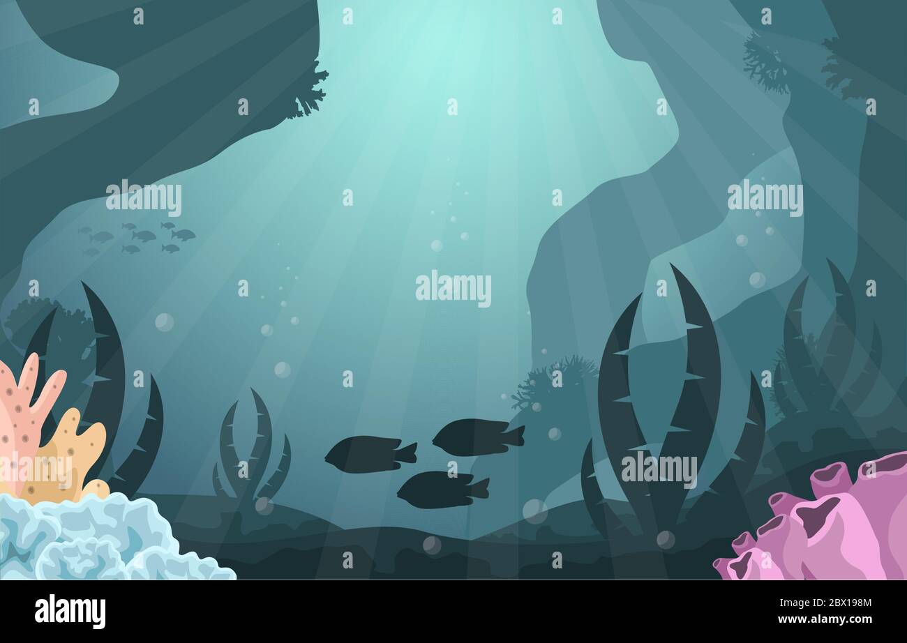 Fish Marine Animals Coral Reef Underwater Sea Ocean Illustration Stock ...